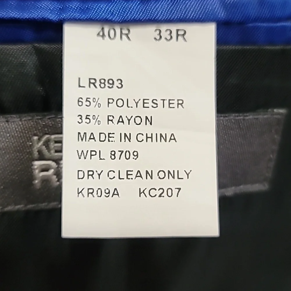 Kennth Cole Reaction Mens Black Blazer Jacket Size 40R